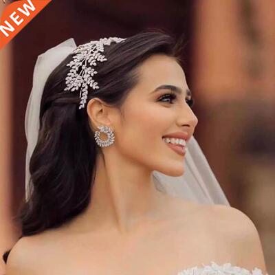 Fashion Bride Headband Crystal Leaf Hair Band, ASNORA Bridal