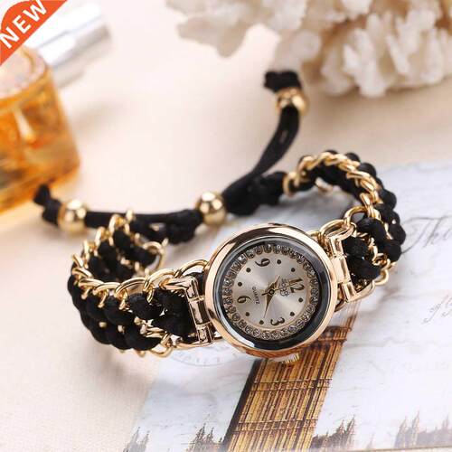 New Top Fashion Women Bracelet Watch Gold Quartz Wristwatch