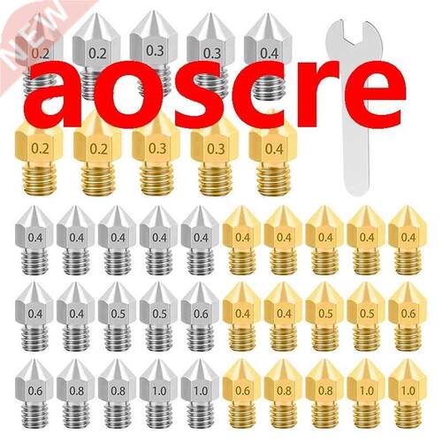 3D Printer Nozzles,MK8 Stainless Steel and Brass Nozzle with