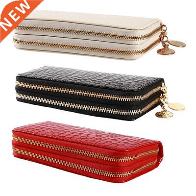 red/white/black Women Double Zipper Wallets Ladies Wallet Fa