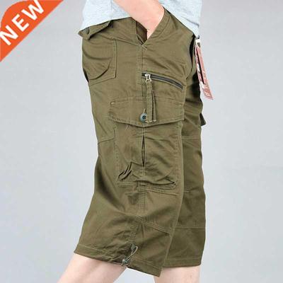 Knee Length Cargo Shorts Men's Summer Casual Cotton Multi Po