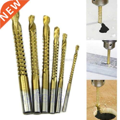 1 Set 6 Pcs HSS Ti Step Drill Bits Woodworking Wood Metal Cu