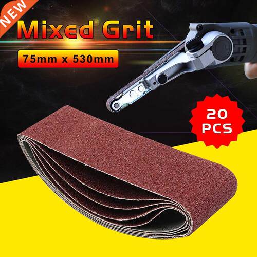 20 Pieces 75*533mm Sanding Belts 533 * 75mm Sanding Paper fo