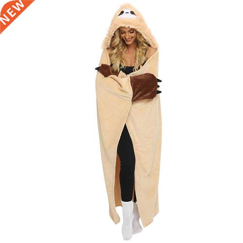 Blanket Casual Hooded Sloth Cloak Cartoon Animal Flannel