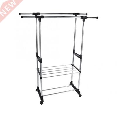 Adjustale Rolling Garment Rack Clothes Storage Drying Hangi