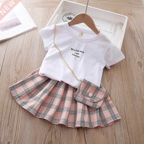 Girls' Suit Summer New Style British Style Skirt Suit Two-pi