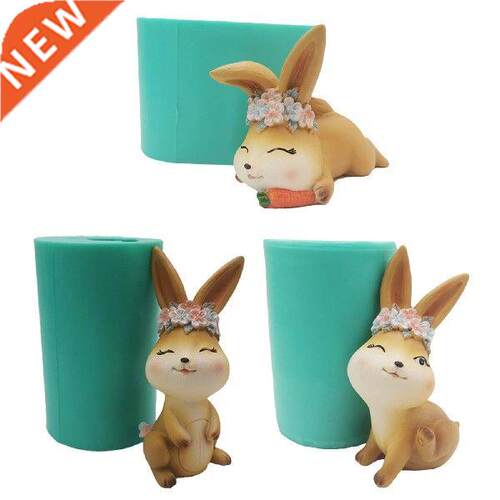 3D Cartoon Rabbt Slcone Decoratng Molds Easter Bunny