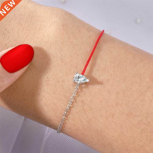 Moonmory 925 Sterling Silver CZ Big Crystal Redline Silver B