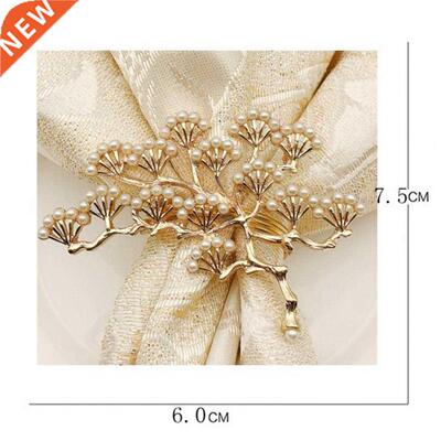 6Pcs Pine Tree Artificial Pearl Shape Napkin Ring Party Dinn