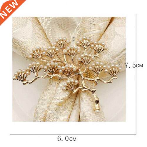 6Pcs Pine Tree Artificial Pearl Shape Napkin Ring Party Dinn