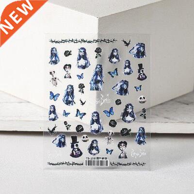 1pc Corpse Bride Nail Sticker Abstract Girl Butterfly