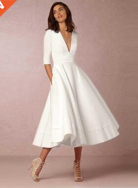 A Line Evening Dress Women 2021 Half Sleeves Long Gowns Eleg