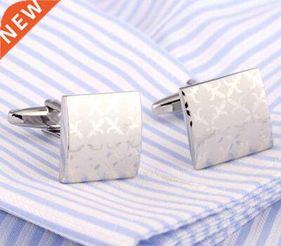 Alloy Silver Color Square Fashion Cufflinks Rome Pattern Vin