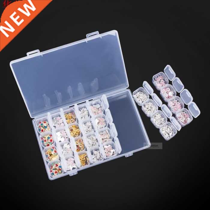 Empty 28 Slots Nail Storage Box Nail Art Organizer Rhineston