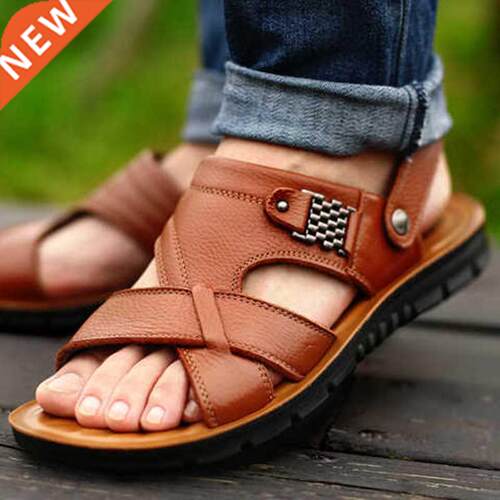 Big Size 48 Men Leather Sandals Summer Classic Men Shoes Sli