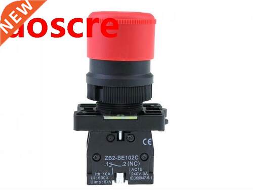 22mm NC Red Emergency Stop Push Button Switch+NC AC660V/10A