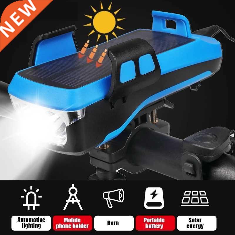 5 IN 1 Led Bicycle Light Front USB Rechargeable Solar Horn P
