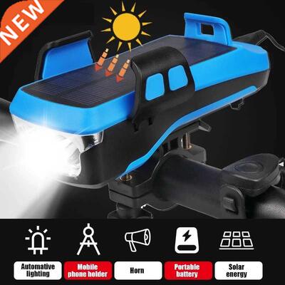 5 IN 1 Led Bicycle Light Front USB Rechargeable Solar Horn P