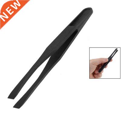 10x 115mm Long Flat Tip Black Antistatic Tweezers 3 Pcs