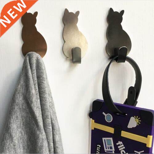 2Pcs Self Adhesive Hooks Cat Pattern Storage Holder for Bath