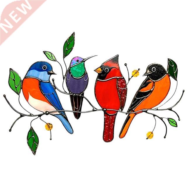 Multicolor Birds on a Wire High Stained Acrylic Suncatcher W