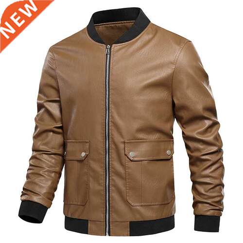 MANTLCONX New Casual Motorcycle Leather Jacket Coat Men Autu