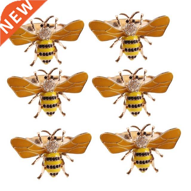 6PCS Yellow Bee Design Metal Napkin Ring Towel Buckle Bee Na