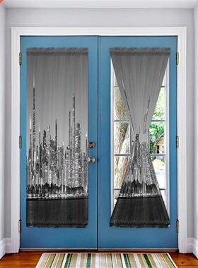 Night Panorama City Door Curtains for Kitchen Bedroom