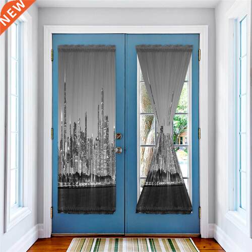 Night Panorama City Door Curtains for Kitchen Bedroom
