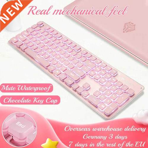 Backlit Gaming Mechanical Feel Keyboard And Mouse Set Pink C