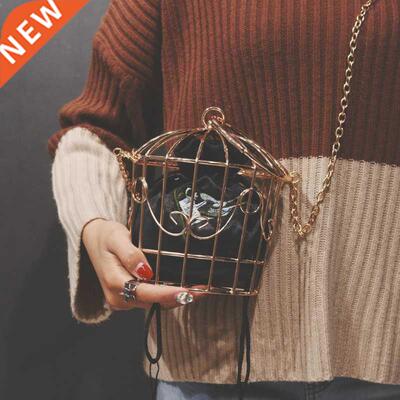 Women's Birdcage Evening Bag Clutch Metal Frame Embroidery B