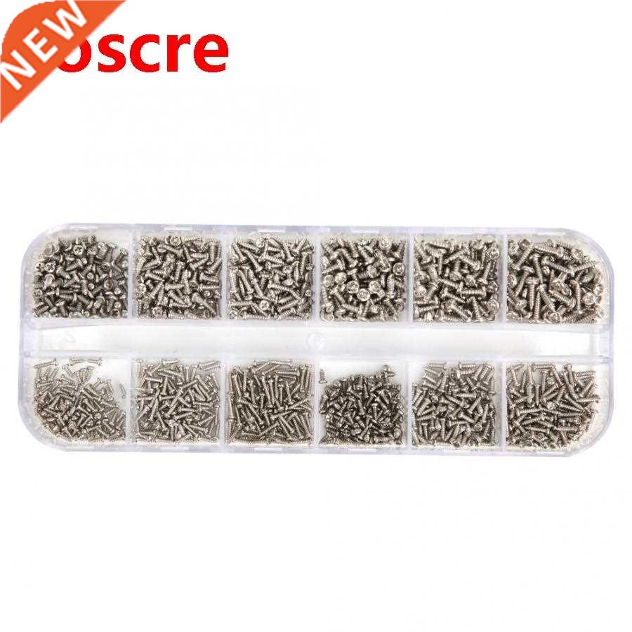 1200Pcs Self-Tapping Screw Round Head Cross Silver/Black Car