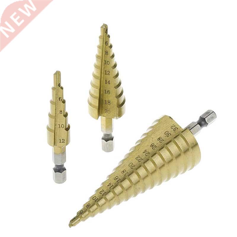 3 Pcs 4-12/20/32mm Hss Hex Shank Step Cone Drill it Set Hol