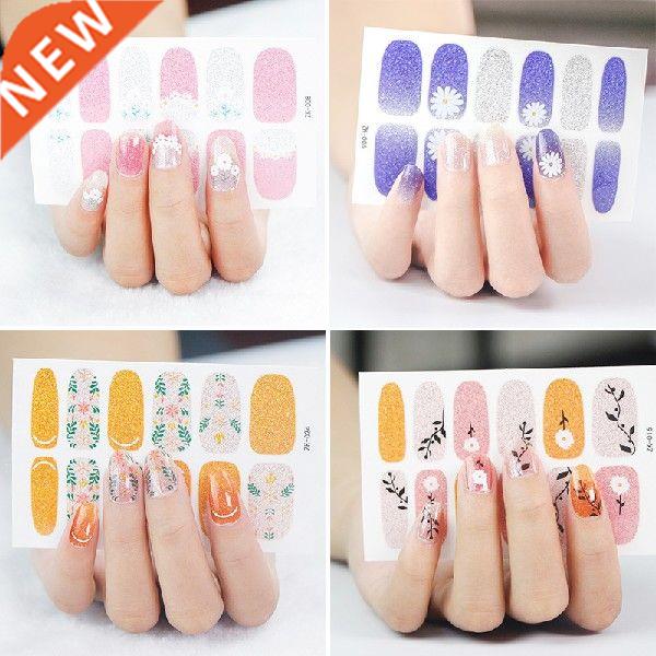 Nail Stickers Glitter Gradient Nail Wraps Strips Full Cover