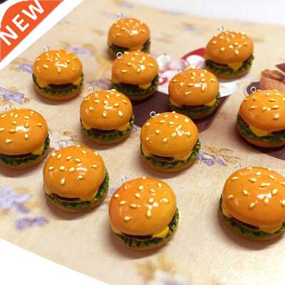 10Pcs Cute Mini Resin Hamburger Sandwich Charms Pendants Pat