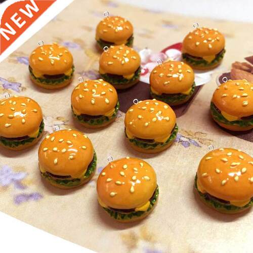 10Pcs Cute Mini Resin Hamburger Sandwich Charms Pendants Pat