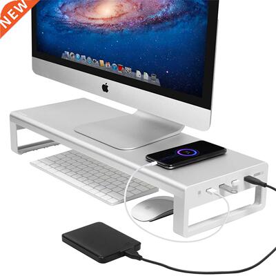 Aluminum Monitor Stand Metal Riser with USB .0 Support Tra