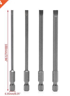 4Pcs 100mm Slotted Bit mm-6mm S2 Flat Head 1/4