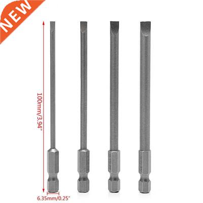 4Pcs 100mm Slotted Bit mm-6mm S2 Flat Head 1/4