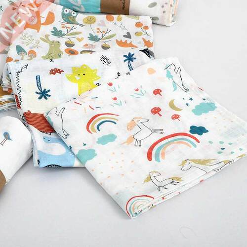 100% Cotton Baby Swdles Soft Newborn Blankets Bath