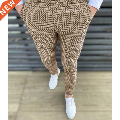 New Plaid Spot Pants For Men Fashion Business Casual Long Tr