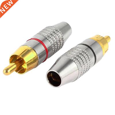 2pcs RCA Male Plug Adapter Phono Gold Plated Solder Connecto