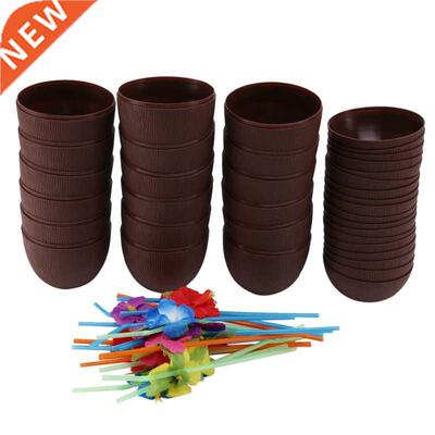 18 Pack Coconut Cups for Hawaiian Luau Kids Party with
