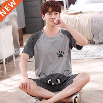 Pajamas Set Male Thin Cotton Short-Sleeved Cute Cartoon Men'