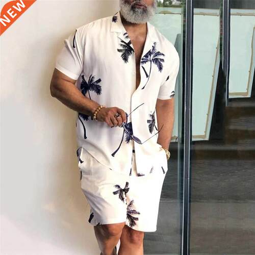 2022 Summer Hawaii rend Print Sets Men Hawaii Shorts Shirt C