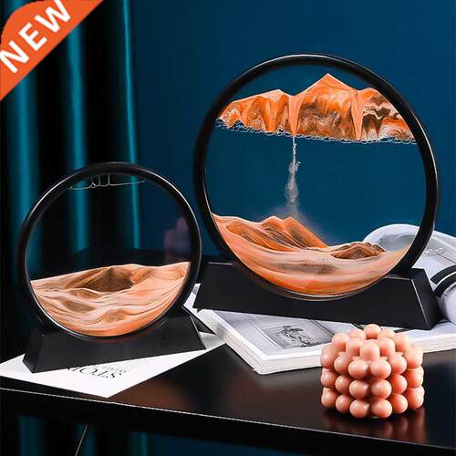 Moving Sand Art Picture Round Glass 3D Deep Sea Sandscape In