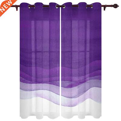 Gradient Purple Watercolor Window Curtains Kitchen Bedroom