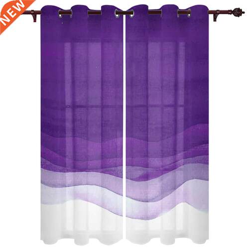 Gradient Purple Watercolor Window Curtains Kitchen Bedroom