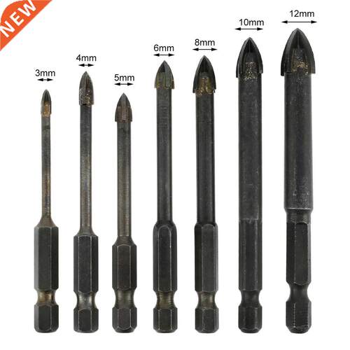 7Pcs Carbide 1/4 Inch Hex Shank Triangle Masonry Drill Bit S