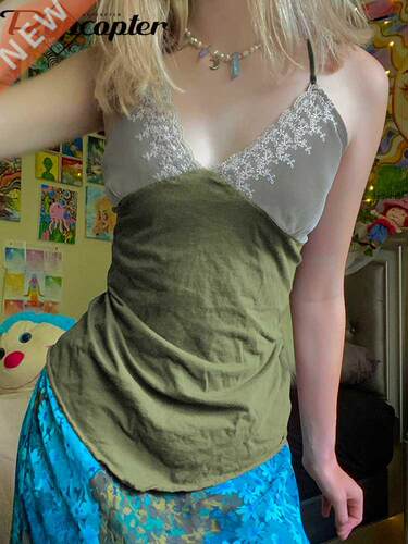 Rapcopter Lace Floral y2k Crop Top Cute Vintage Strap Corset